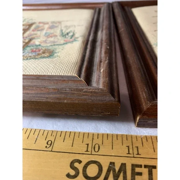 2 Beautiful Finished & Framed Cross Stitch Pictures 80's Granny Core Vintage - Picture 5 of 8